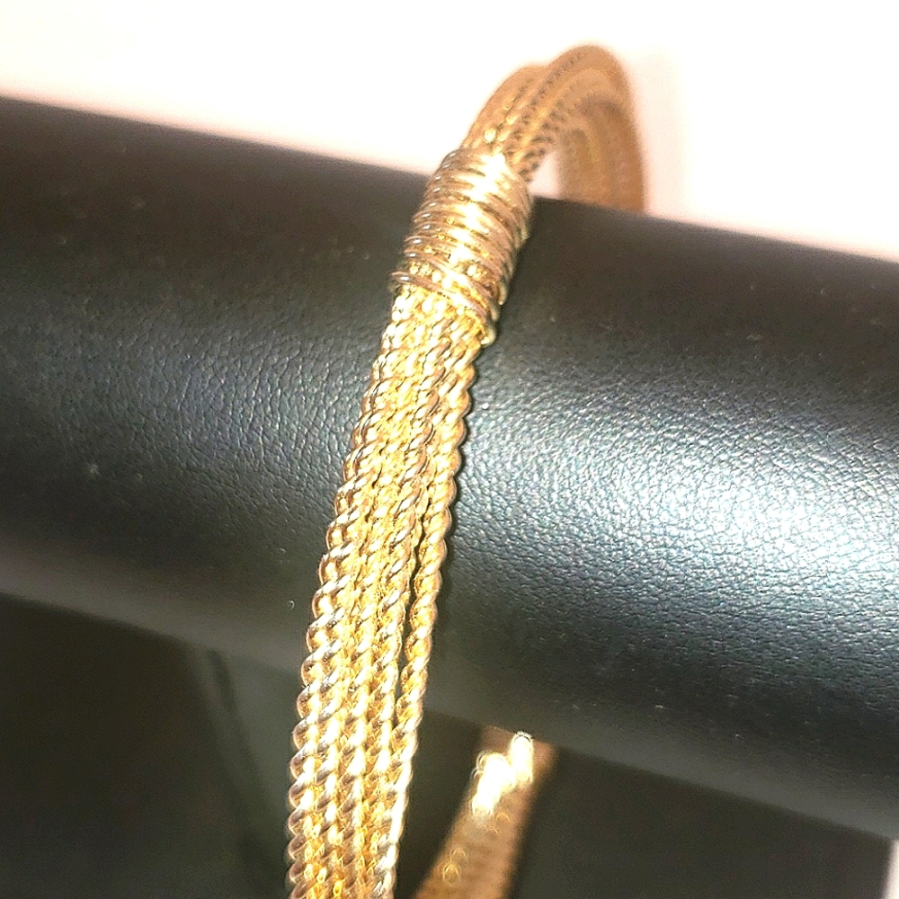 Twisted Rope Bangle Stackable Wrapped Boho Neutra… - image 3